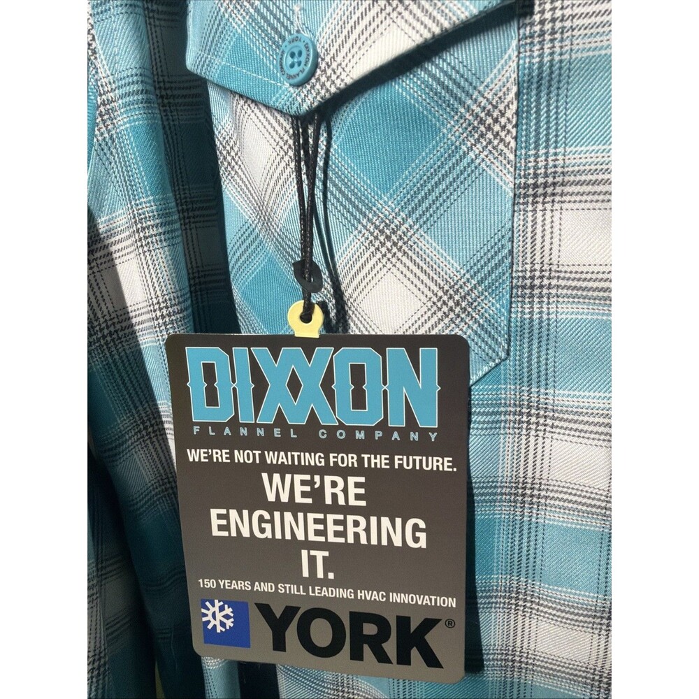 NWT Dixxon Flannel Shirt Men’s Large YORK Blue Plaid Button Up Long Sleeve - Picture 4 of 5